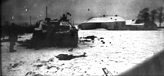 Image: Knocked out tank in the Battle of the Bulge