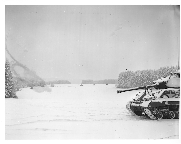 Image: 4th Armored Division tanks in the Battle of the Bulge